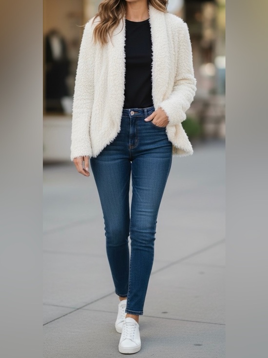 Mustard Seed Jackets & Blazers - Mustard Seed White Teddy Jacket